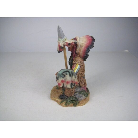 Native American Feather Headdress Spear 6 in Resin Figure Statue CHIP - Picture 6 of 14